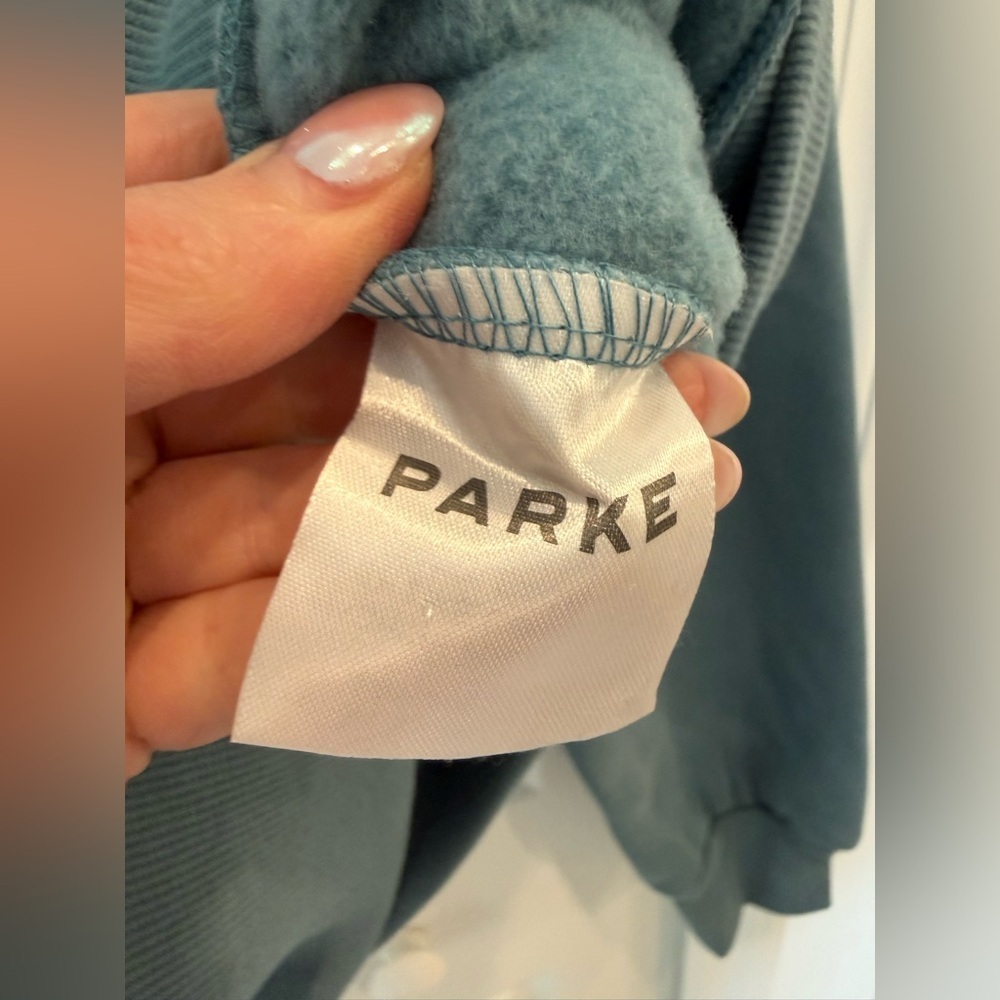 NWT PARKE Sport Fleece Varsity Mockneck - Glacier + White - Picture 6 of 7